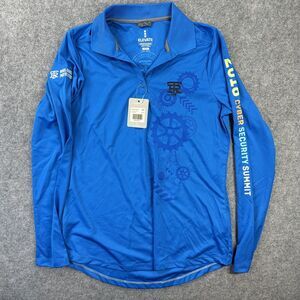 Elevate Polo Shirt Womens Medium Blue Long Sleeve Cyber Security Summit NWT
